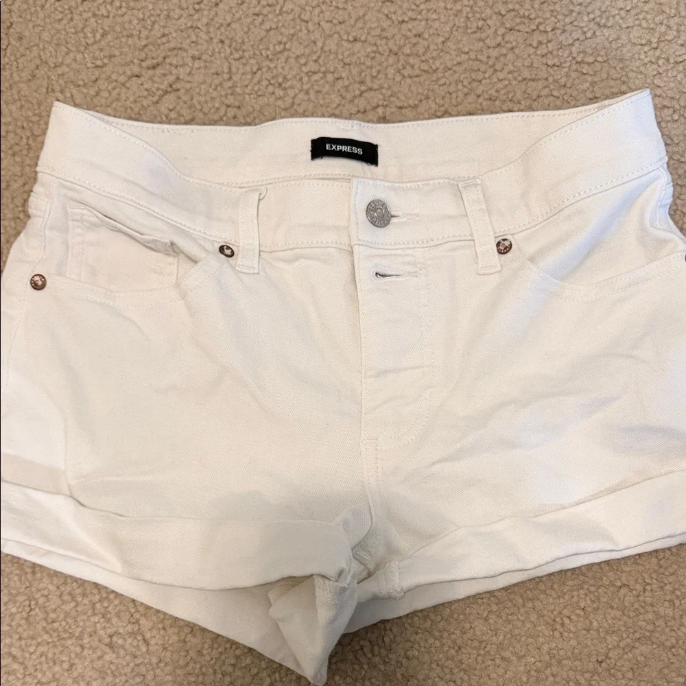 Express White Denim Short Shorts